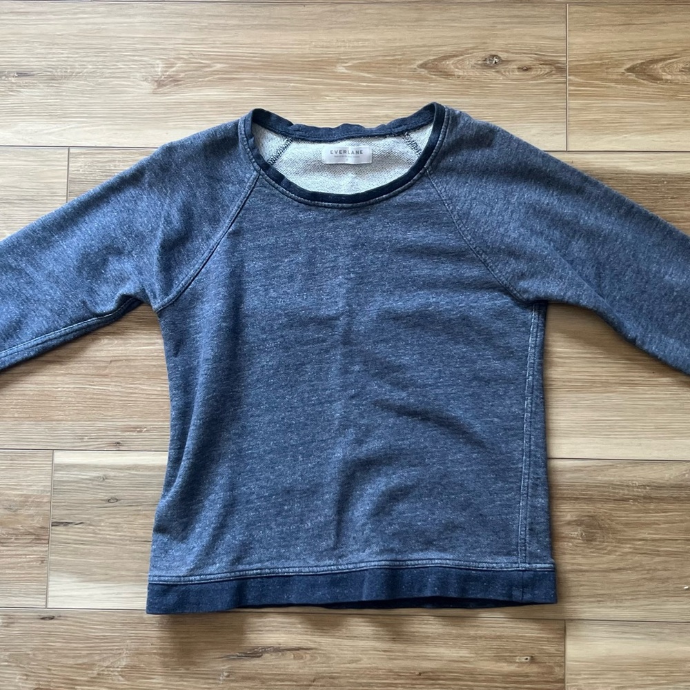 Everlane Heather Navy French Terry Crew Sweatshirt